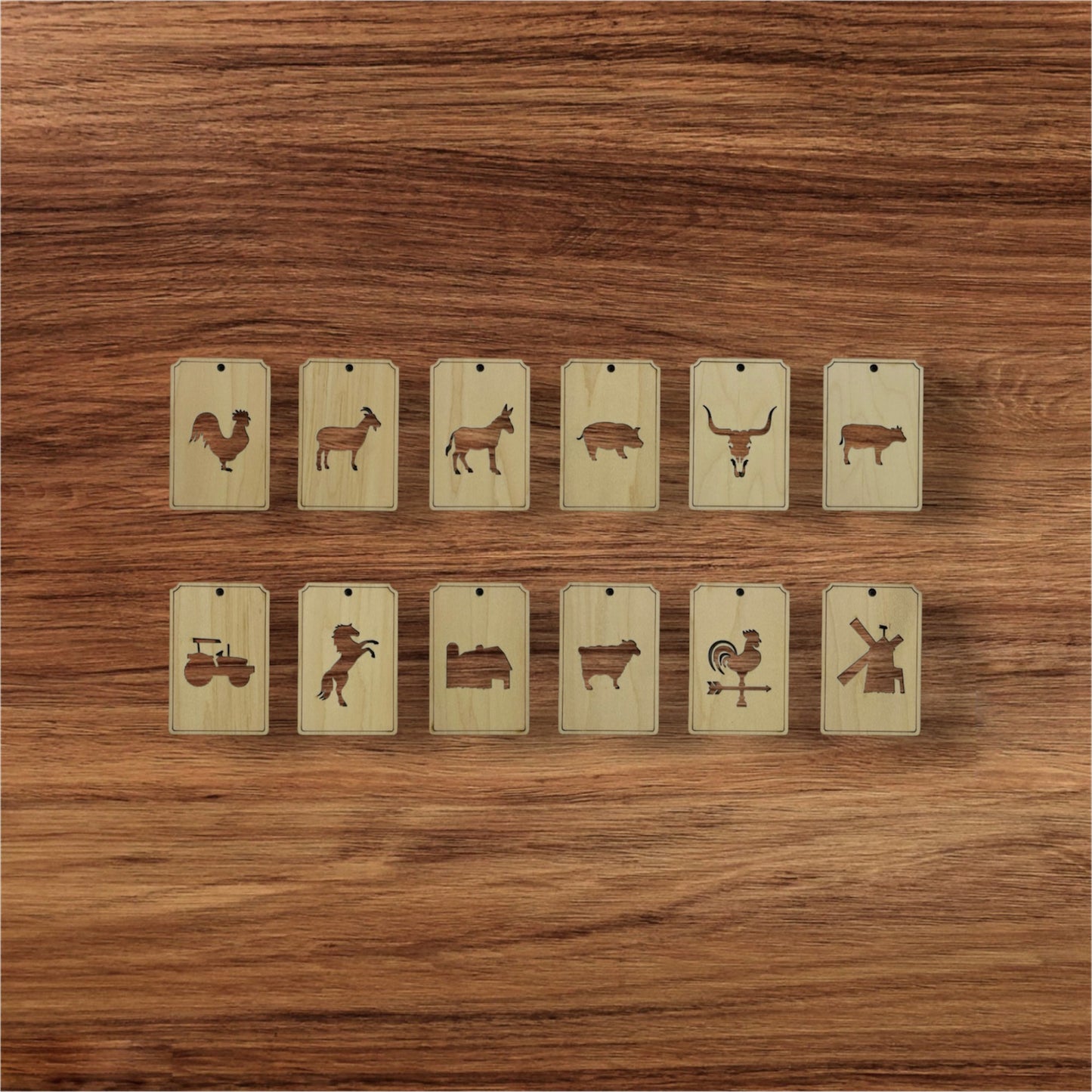 Wooden Car Air Fresheners - Farm Animals