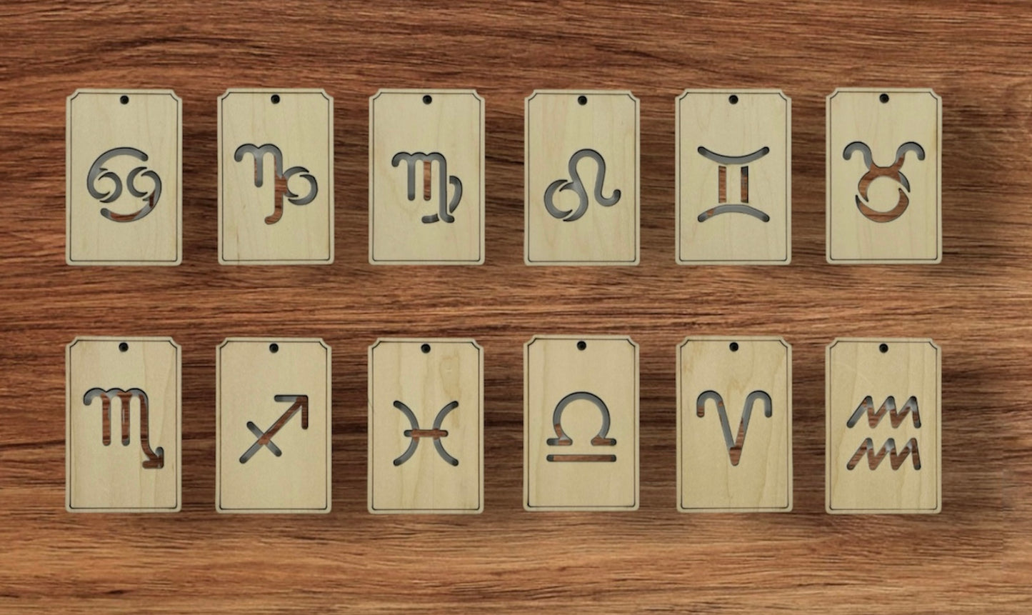 Wooden Car Air Fresheners - Zodiac Signs